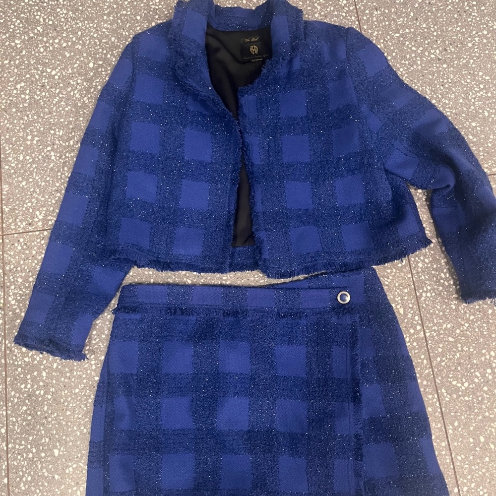 House of Harlow 1960 Blue Wool Blend Jacket with matching skort worn once